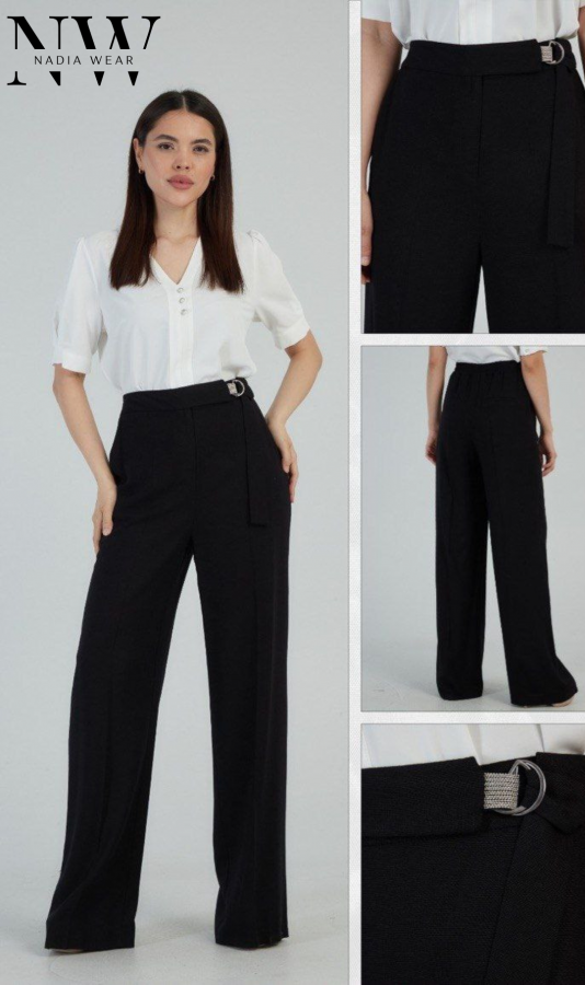 Комплект Ханна (брюки+блуза) черные/белая