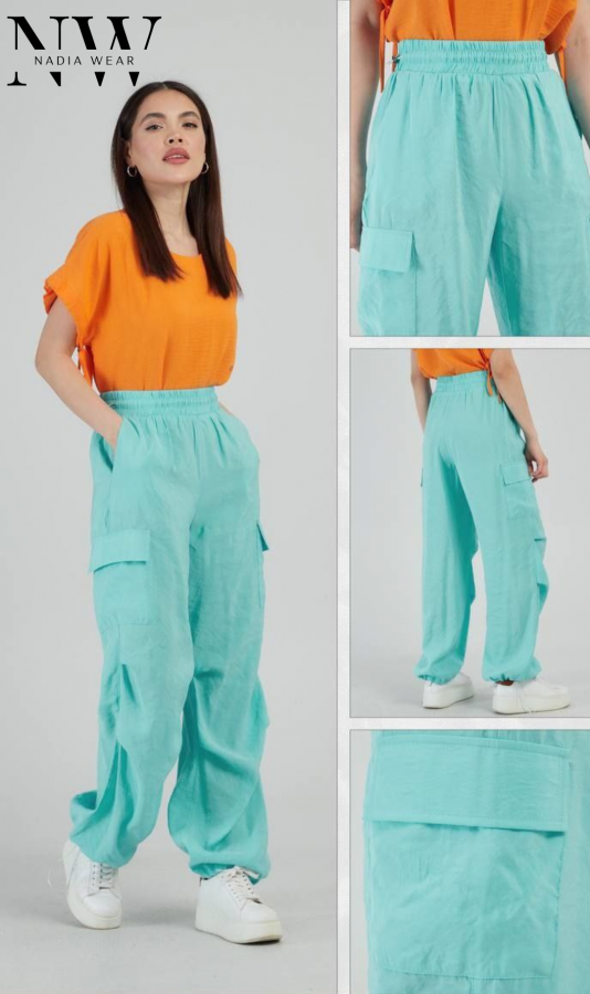 Комплект Алина (брюки+футболка) бирюзовые/оранжевая