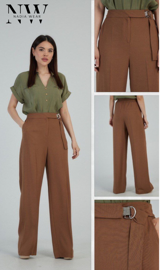 Комплект Эмили (брюки+блуза) коричневые/хаки