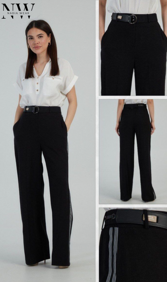 Комплект Эмили (брюки+блуза) черные/белая